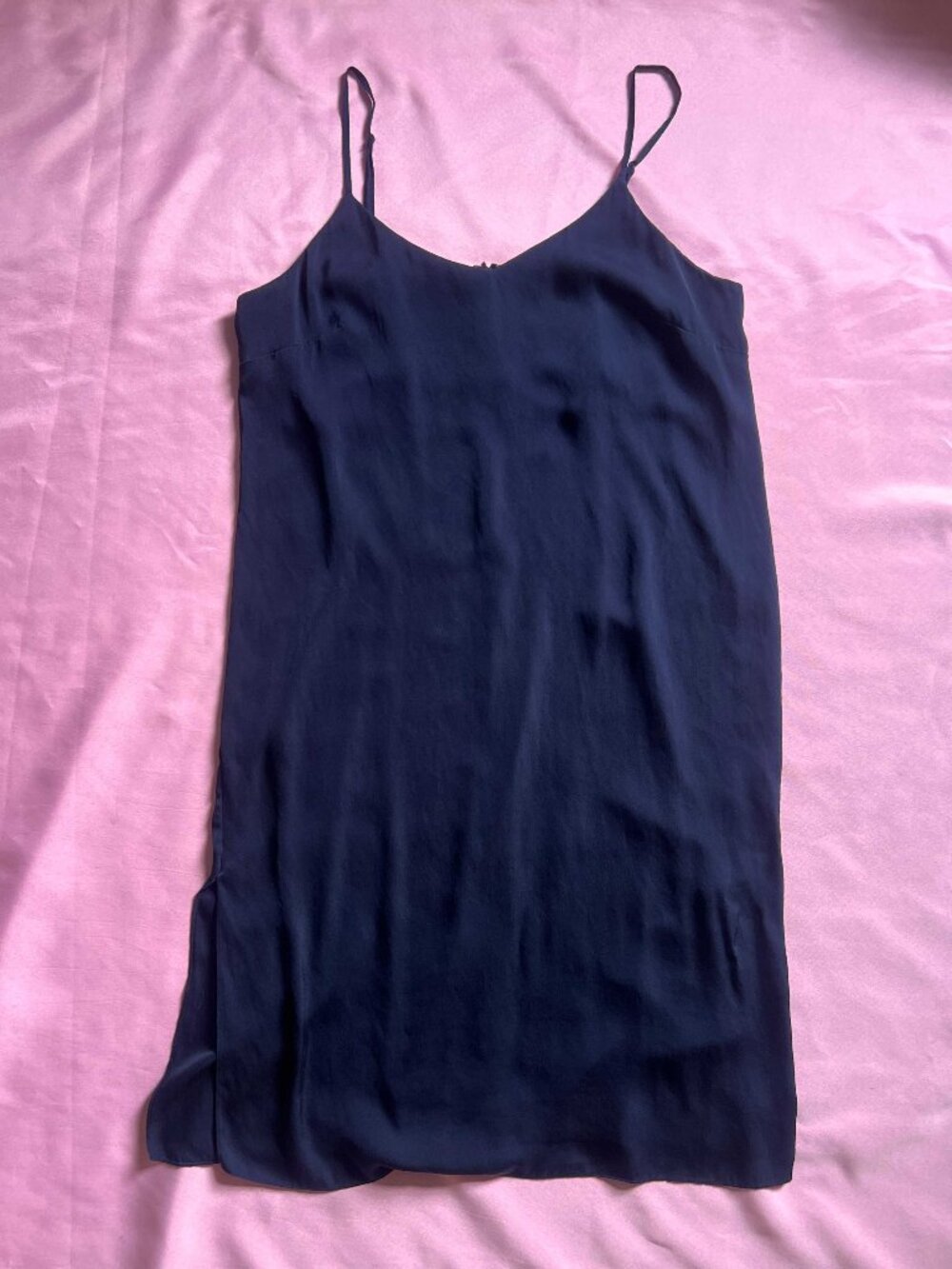Quince Silk Midi Slip Dress in Navy - Picture 2 of 10